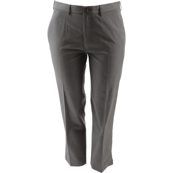 NWT LANDS' END NO IRON TWILL TAILORED PLAIN FRONT PANTS PEWTER HEATHER 34 & 37 - Picture 1 of 15